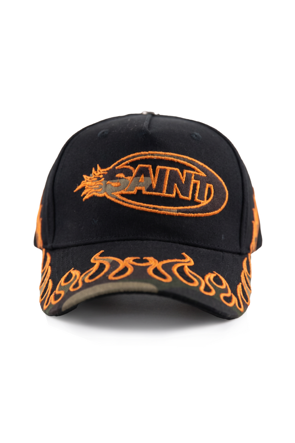 Kaleb Orange Flame Saint Trucker Hat